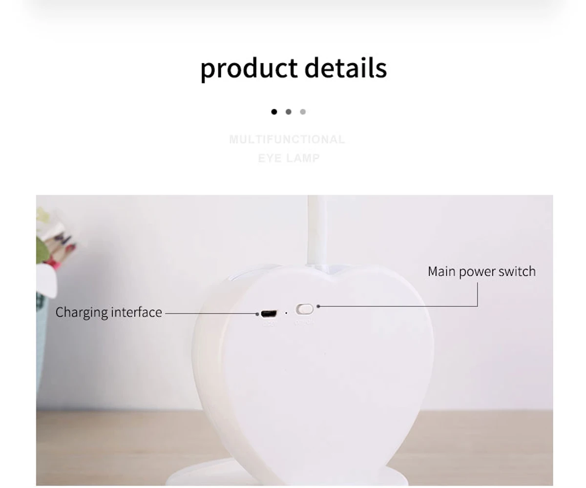 New Festive or Party Supplies LED AdjMtable Light Eye-Caring Table Lamp With USB Charging Port Desk Lamp
