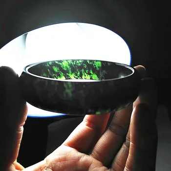 

Natural black yu green bracelet women 's dark green yu bangle