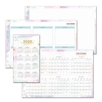 

23Sheets 2020 Calendar Three Fold Inner Page Handbook Calendar Monthly Plan Loose-leaf Refill A5 A6 Agenda Office Supplies