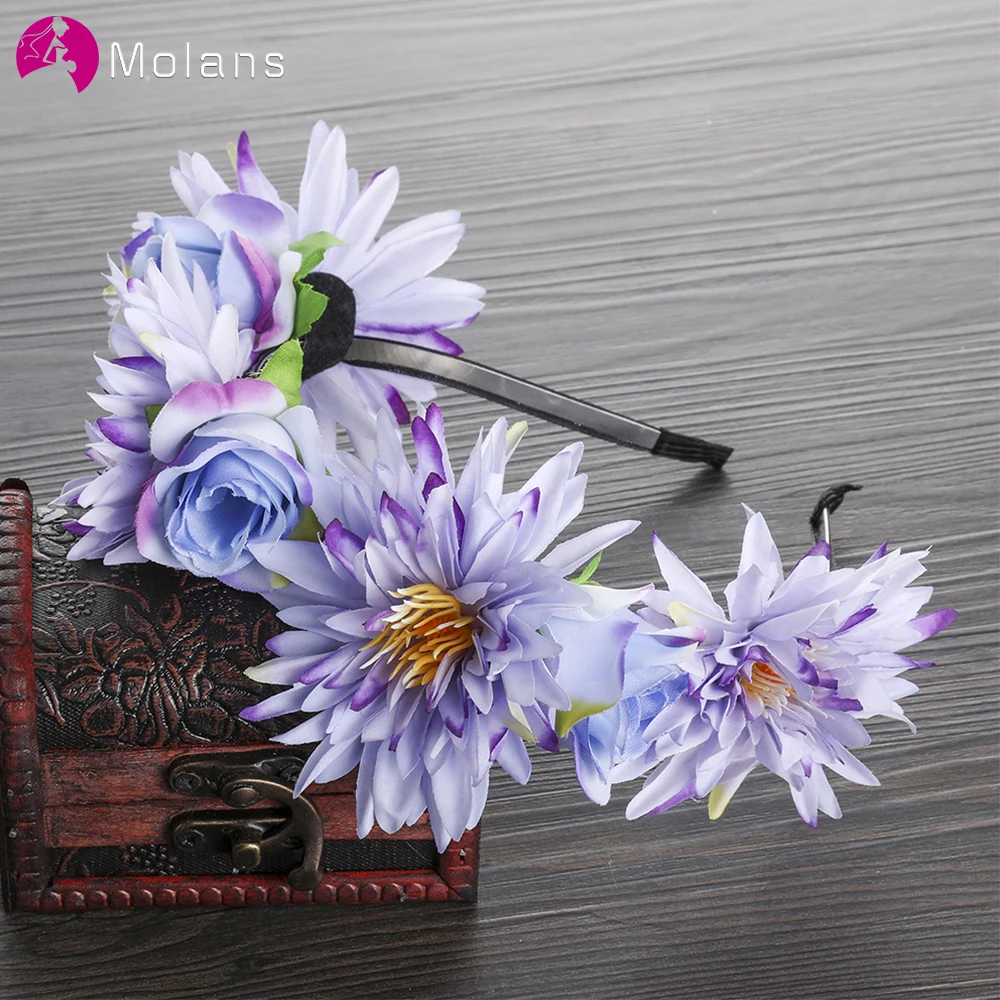 

MOLANS Flowers Garland Handmade Elegant Flower Crown Headband for Bridal Wedding Haccessories Festival Art Photography Headwear