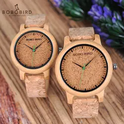 BOBO птица любовных Бамбука часы Relojes Mujer relogio feminino Элитный бренд кварцевые наручные часы с пробковой лентой для мужчин женщин