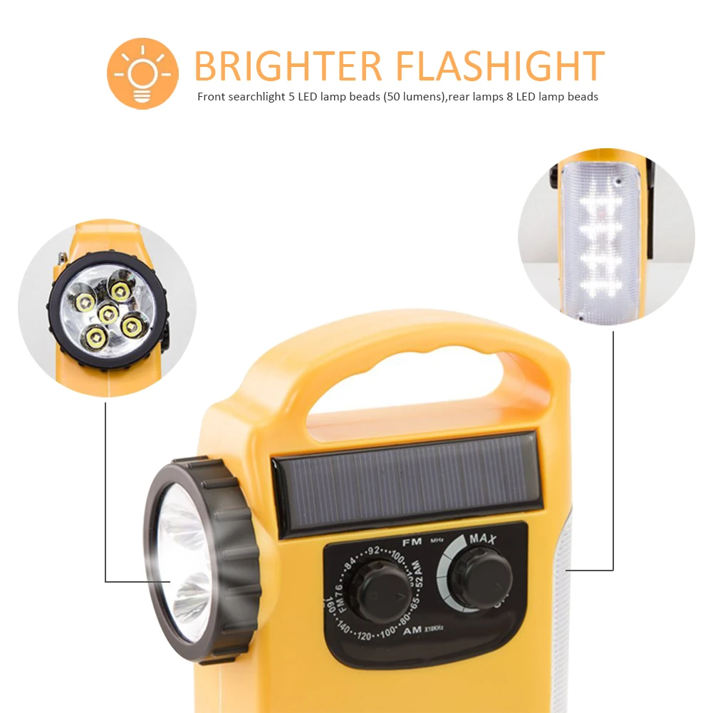 RD339 экстренная погода AM/FM радио Динамо светильник солнечный ручной Солнечный