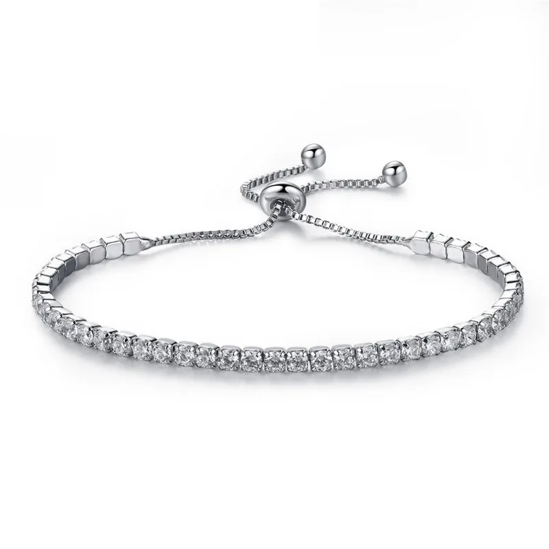 Регулируемый Crazy Feng модный Теннисный браслет для женщин Блестящий Кристалл Серебряный цвет цепь браслет& amp браслет ювелирные изделия подарок - Окраска металла: 4