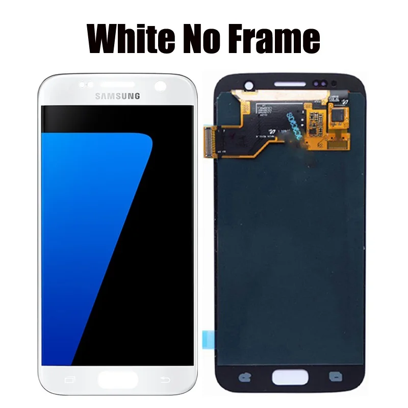 5,1 дюймов ЖК-дисплей с рамкой для SAMSUNG Galaxy S7 G930 G930F сенсорный экран дигитайзер Замена с сервисным пакетом - Цвет: White No Frame