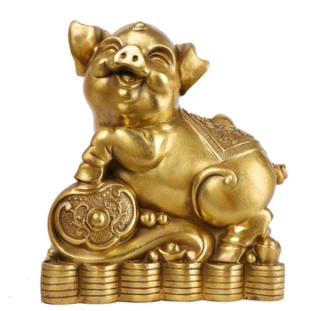 

MOZART Bronze Pure Copper Ruyi Pig Ornaments 12 Zodiac Pig Crafts Home Decoration
