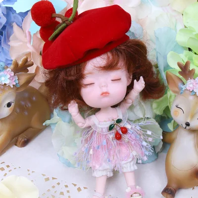 Dream Fairy 1/12 BJD кукла Додо кукла ob11 14 см мини-кукла 26 шарнир тела милый детский подарок игрушка Ангел сюрприз кукла - Цвет: Cherry