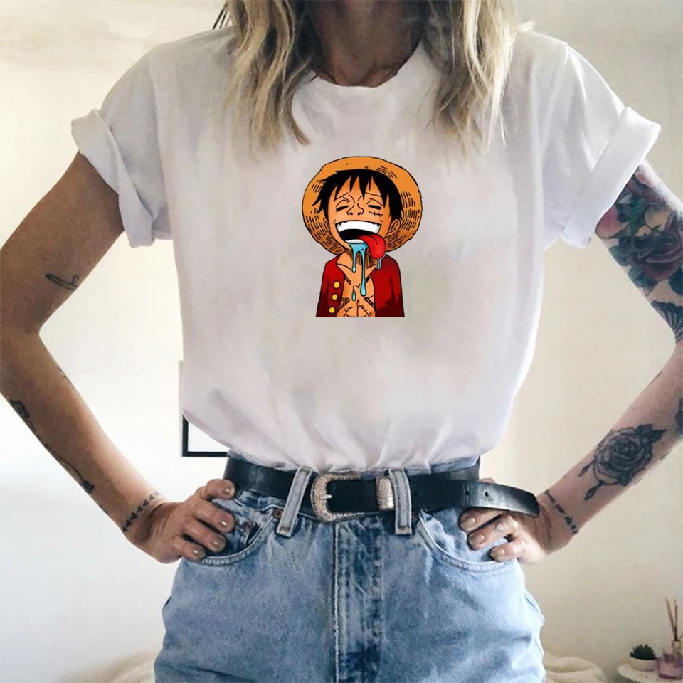 Аниме one piece Luffy Футболка женская футболка Harajuku футболки уличная Модная рубашка
