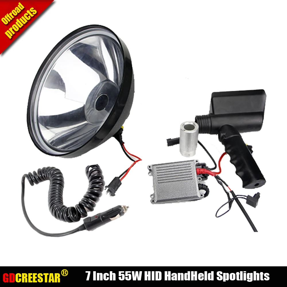 7 дюймовые 55 Вт HID охотничьи ручные прожекторы 6000K 12V 24V портативный прожектор для