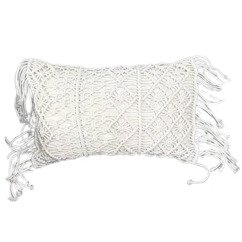 

AFBC 30X50cm Macrame Hand-Woven Cotton Thread Pillow Covers Sofa Cushion Cover Decorative Pillowcases Home Textile -C