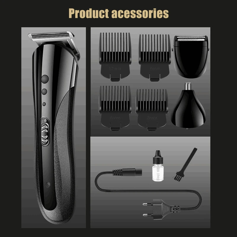 3в1 перезаряжаемая машинка для стрижки волос для мужчин, триммер для волос, электрическая машинка для стрижки, машинка для бритья, триммер для стрижки бороды и носа - Цвет: US Plug