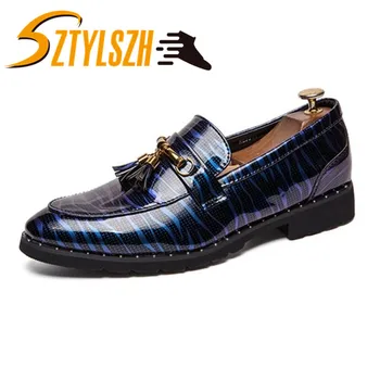 

New Men Patent Leather Tassel Dress Shoes Italian Luxury Fashion Glossy Wedding Party Shoes Footwear Unique Designer Oxford Shoe