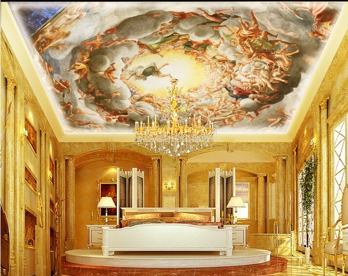 

Drop Ship 3D Photo Wallpaper European Religious Custom Wallpaper Ceiling Mural Angel Wallpaper Mural