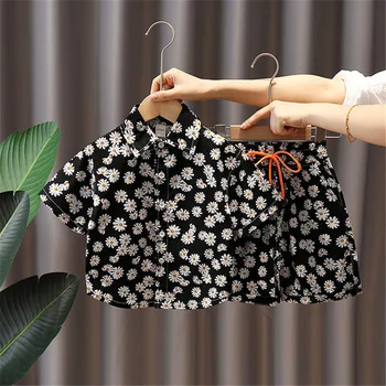 

Printed Baby Boys Girls Summer Clothes Fashion Cotton Infant Daisy Printed Short Sleeve Tops+ Shorts Beach Children Clothing