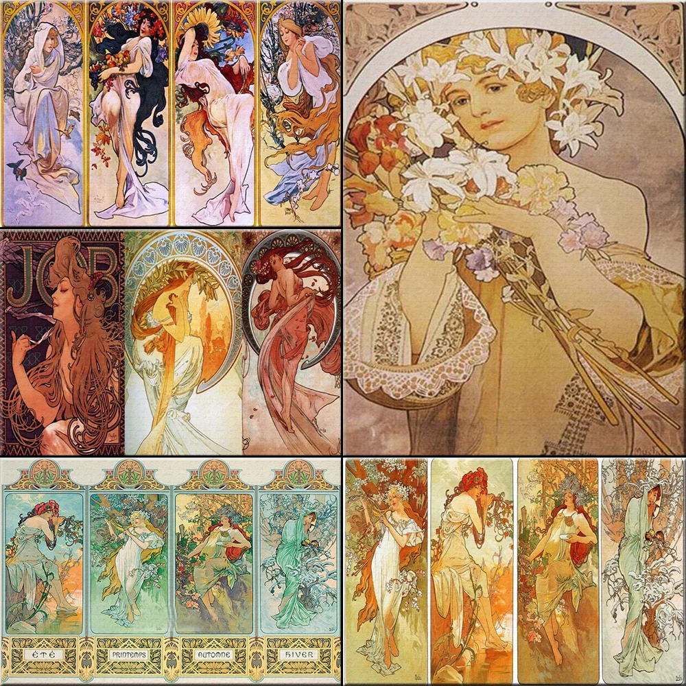 5D DIY Diamond Painting hot Mucha Retro Woman Art DIY 5D Diamond Painting Handmade Cross Stitch Set Diamond Mosaic Embroidery Full Square Home Decor Gift diy painting diamond