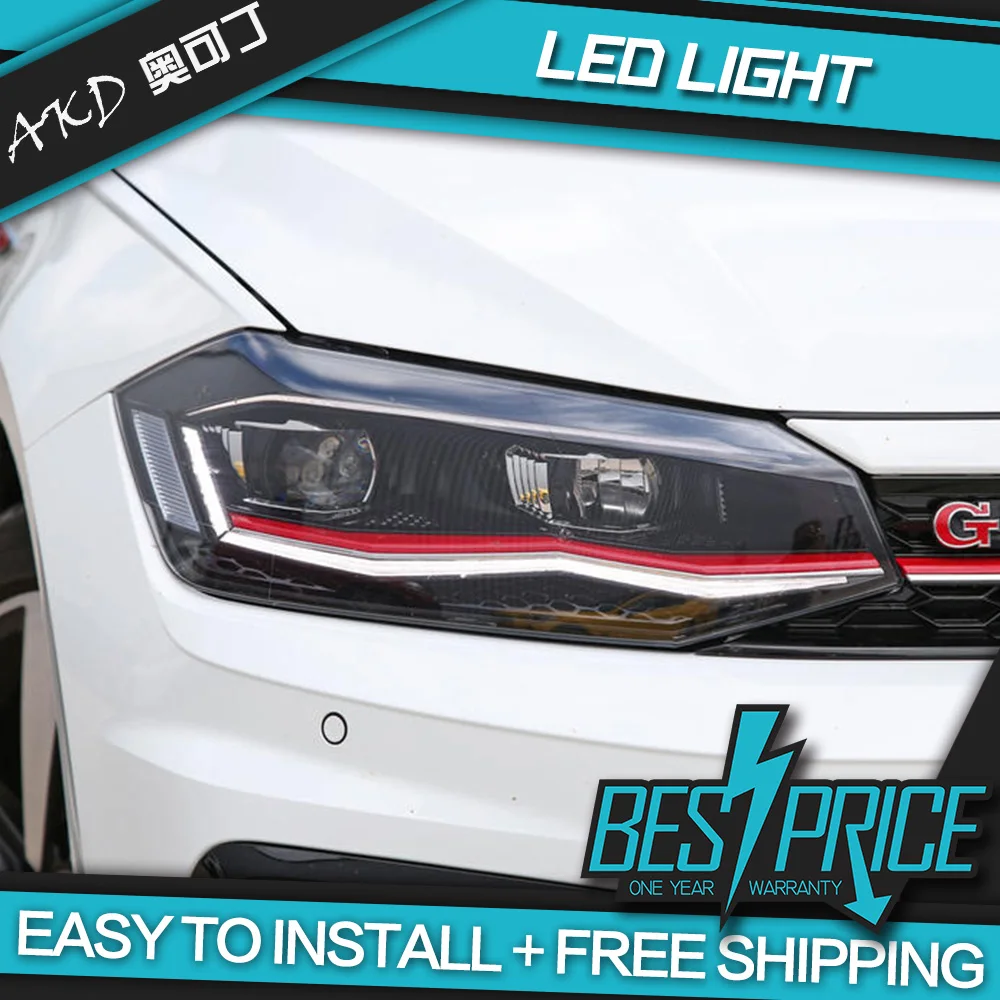 2 pcs Car Styling for VW Polo Headlights 2019-2020 New LED Headlight DRL Head Lamp Low Beam High ALL | Автомобили и мотоциклы