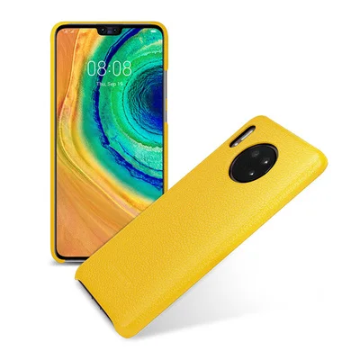 Ультратонкий защитный чехол на заднюю панель для huawei mate 30/30 Pro, роскошный защитный чехол из натуральной кожи для huawei mate 30 30pro - Цвет: Цвет: желтый