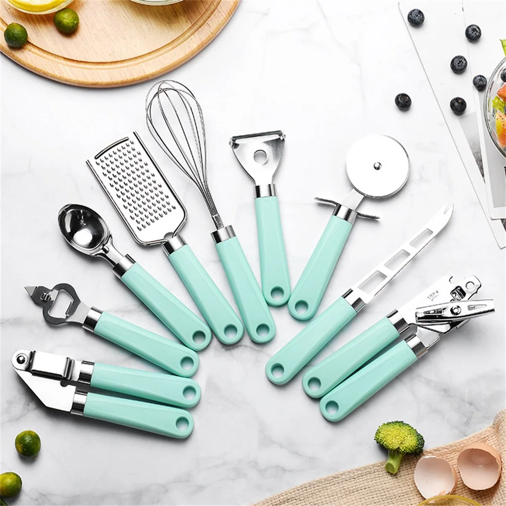 Can Opener Baking Kit Pizza Peeler Cheese Knife Garlic Press Grater Stainless Steel Whisk Kitchen Set Tableware Tool 9PCS