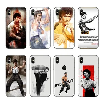 

Para o iphone 4 5 6 7 8 Plus Mais Acessorios Phone Soft transparent silicone TPU Cases Covers Bruce Lee Chinese kung fu