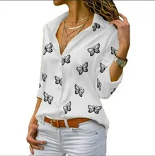  8XL Spring Chiffon Shirt Women Top Blouses White Black Loose Shirts Lapel Button Up Long Sleeve Work Shirt Oversize Blusas Mujer 