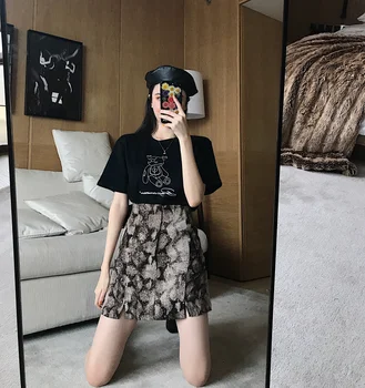 

Women Wrap Short Mini Skirt Snake Skin Printed Side Cut Bandage High Waisted Leopard Print Pencil Skirt Women Streetwear