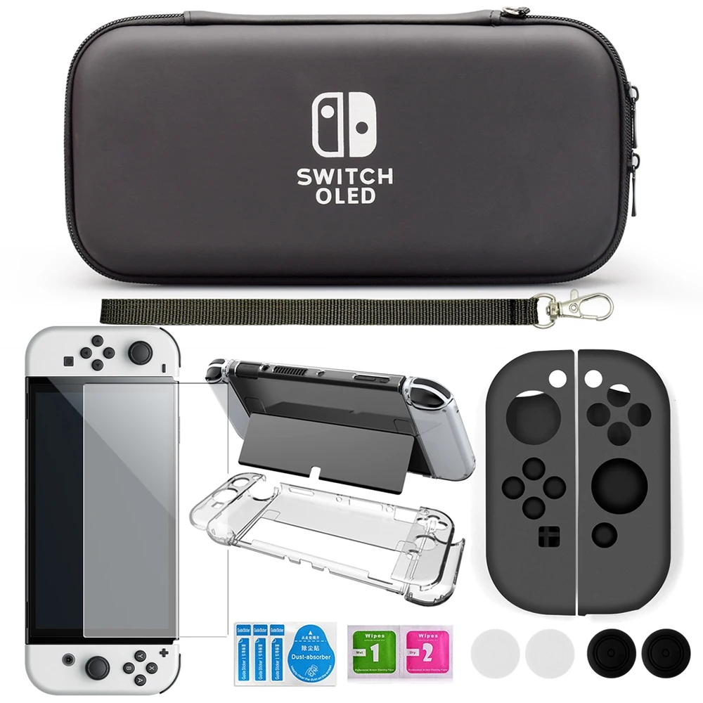 Nintend Switch OLED Accessory Carry Case Screen Protector Film Hard PC Hard Case Joycon Cover