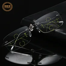 Титановые бескаркасные прогрессивные многофокусные очки для чтения мужские умные очки для чтения с зумом Женская дальняя близорукость анти-синие очки для прогулок и вождения
