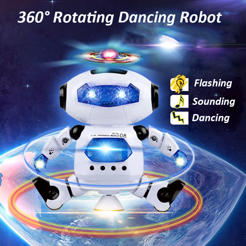 

Smart Robot Toy 360 Rotating Dancing Singing Robot Led Light Music Mini Robot juguete Electronic Educational Toys for Children
