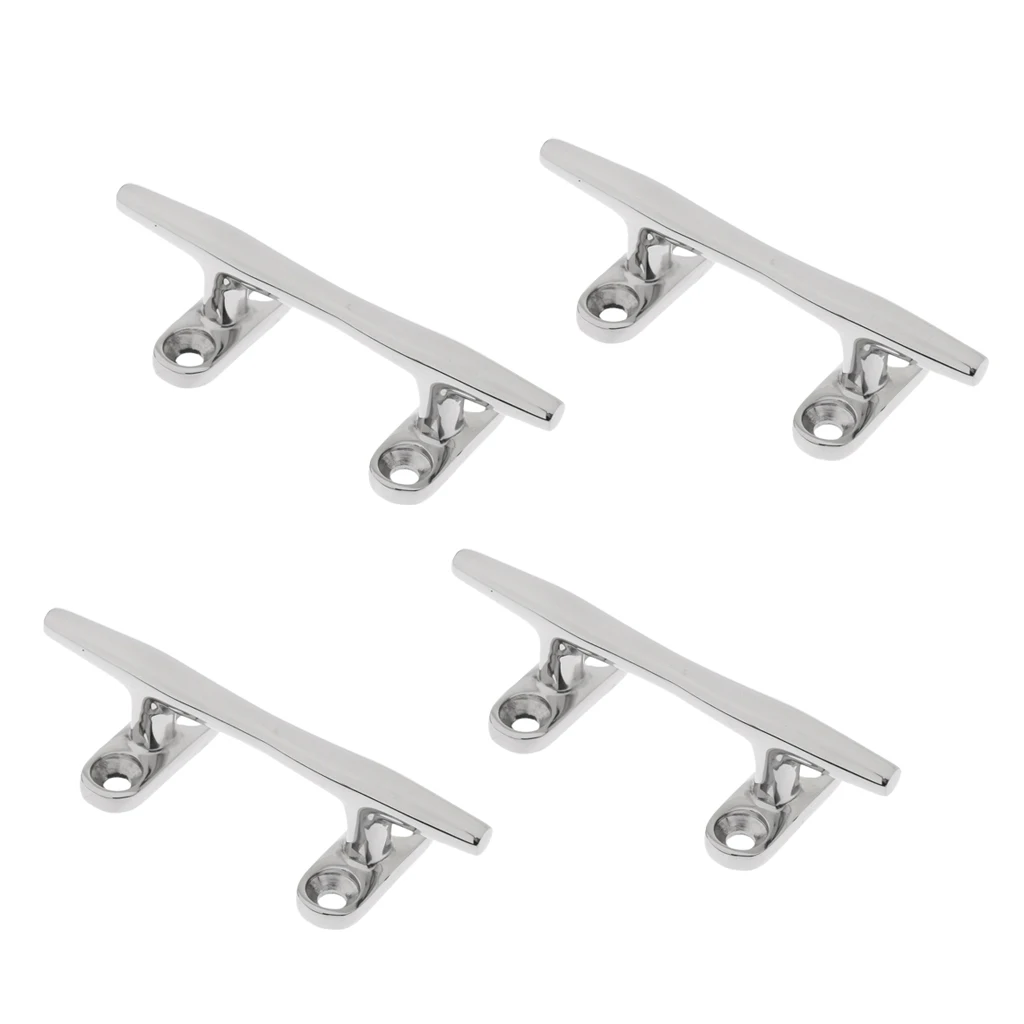 4 Pack Boat Dock Cleat 4 inch 10mm Open Base - Heavy Duty 316 Stainless Steel