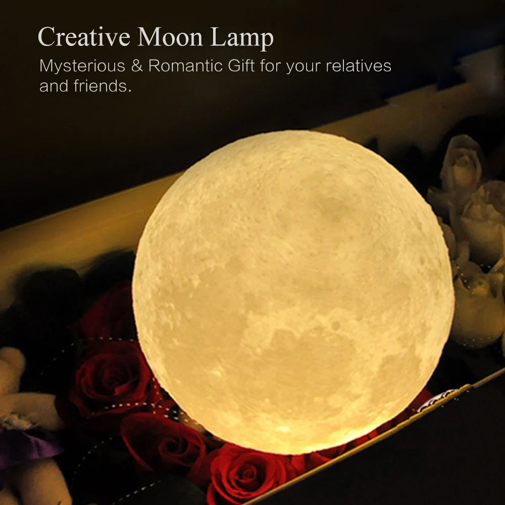 3D принт луна лампа USB СВЕТОДИОДНЫЙ Ночник светильник цветной сенсорный