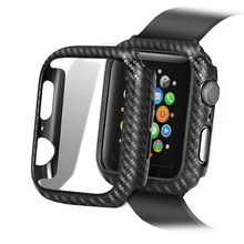 Чехол из углеродного волокна для Apple Watch Series 4 3 2 1 Защитная крышка бампера совместима с iwatch 38/42 мм 44/40 мм