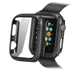 Чехол из углеродного волокна для Apple Watch Series 4 3 2 1 Защитная крышка бампера совместима с iwatch 38/42 мм 44/40 мм