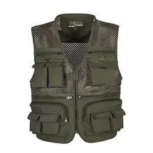 Men Hunting Vest Tactical Webbed Gear Coat Summer Photographer Waistcoat Tool Many Pocket Mesh Work Sleeveless Unloading Jacket