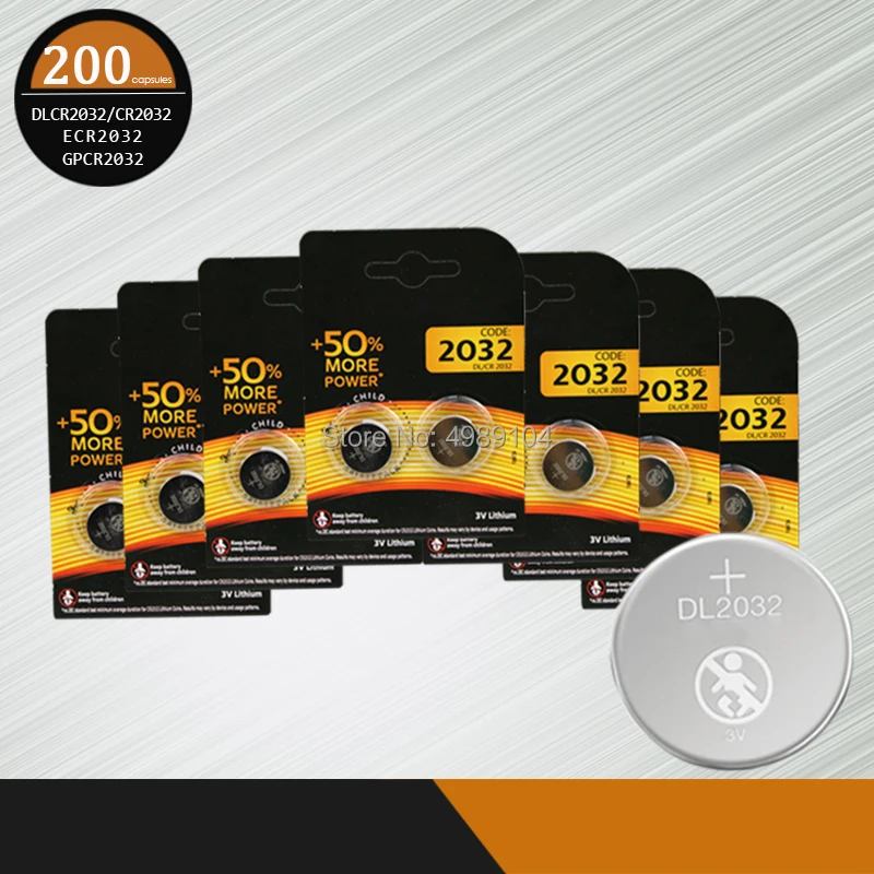 200 шт. аккумулятор для DURACELL DLCR2032 CR2032 ECR2032 GPCR2032 батарейка кнопочного типа 3 в сотовый батарейки-таблетки для мобильного часо-компьютер