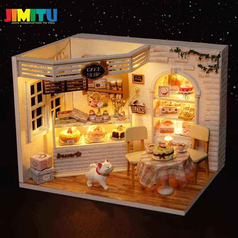 JIMITU кукольный дом мебель Diy Миниатюрный пылезащитный чехол 3D Деревянный Miniaturas кукольный домик игрушки для детей подарки на день рождения