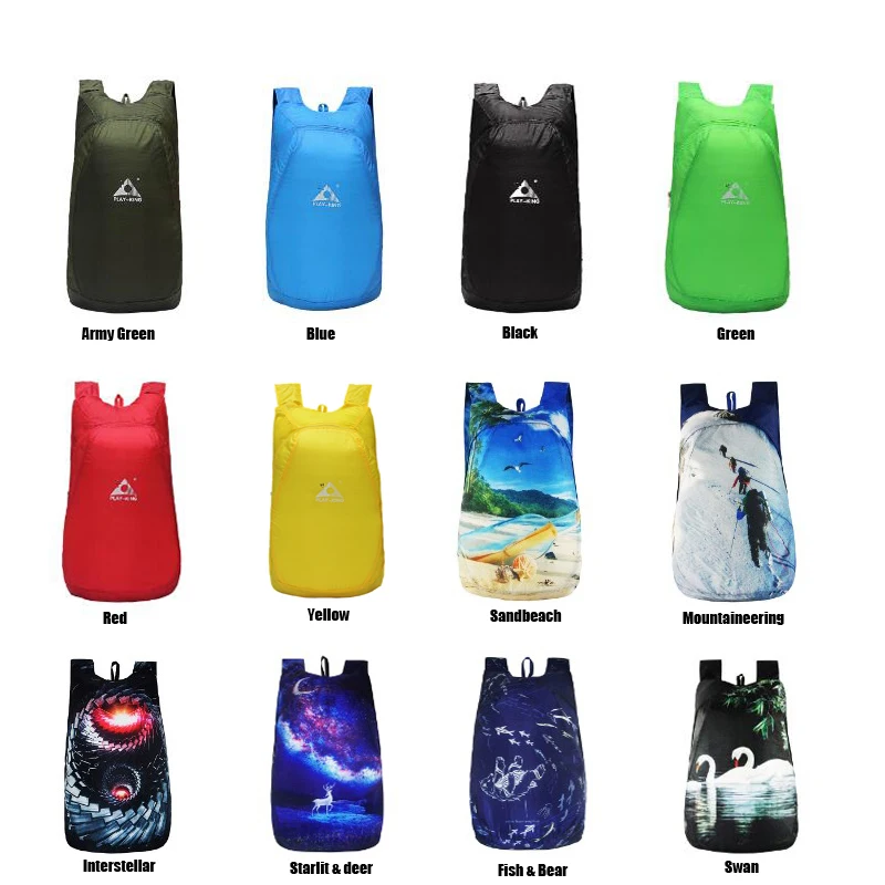 PLAYKING-Mochila plegable de nailon para hombre y mujer, bolsa pequeña de viaje, ligera, impermeable, para acampar - Imagen 6