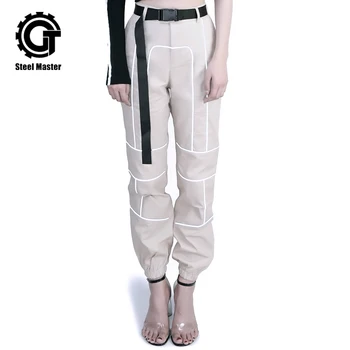 

2019 Spring Pants New Reflective Stitching Casual Overalls Women's Beam Trousers Casual Pants