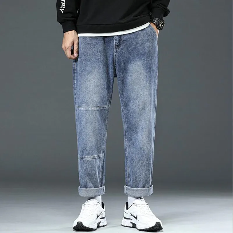 Men's straight jeans youth deep crotch 