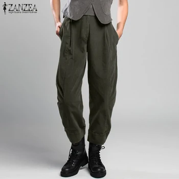 

S 5XL ZANZEA Women Trousers Fashion Streetwear Pants Overalls Solid Zipper High Waist with Belt Long Cargo Pantalones Female