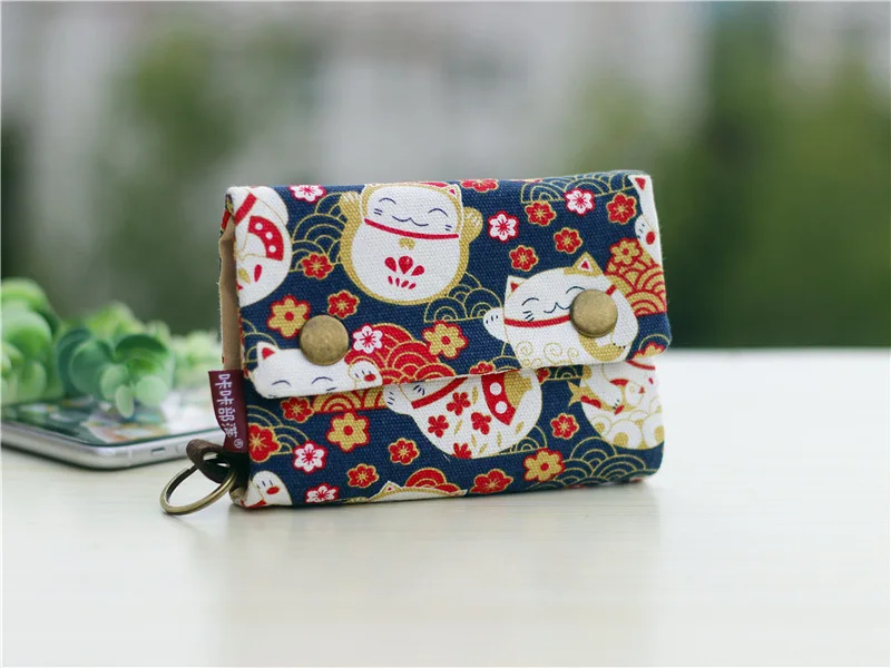 Handmade Three-Fold Fabric Wallet - Multi-Function Zipper Purse for Teens and Adults