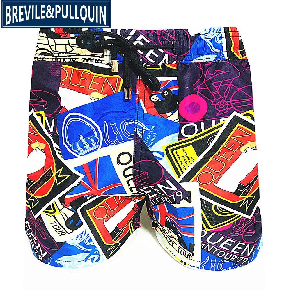 Brand Fashion Brevile pullquin Beach Board Shorts Men Turtles Swimwear Bermuda Quick Dry Adults Swimtrunks M L XL XXL - Цвет: P