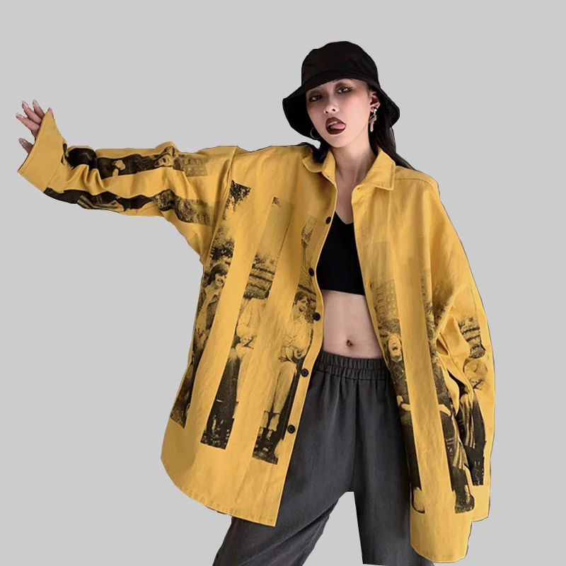 

Autumn Harajuku Retro Shirt Coat Casual Loose Long Sleeve Female Unisex Jacket Streetwear Single Breasted Women's Jackets