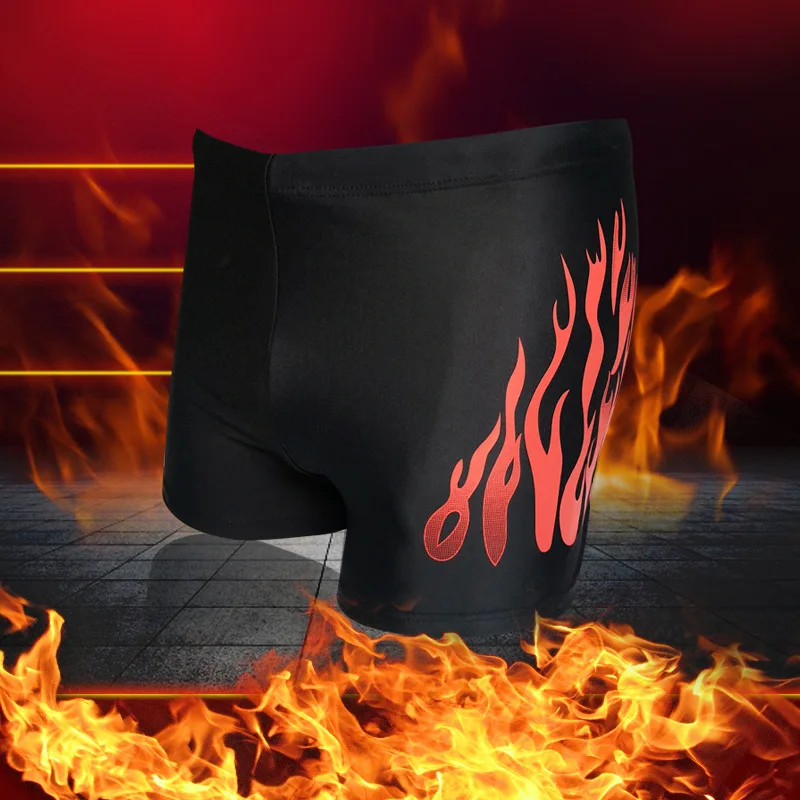 

Hot Selling MEN'S Swimming Trunks Boxer Loose-Fit Bathing Suit Large Size Flame Swimming Trunks