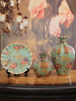 

3 Pcs/Set High Quality Ceramic Vase Hand Painted Birds And Flowers Pattern Porcelain Pots Living Room Hom Decoration Accessories