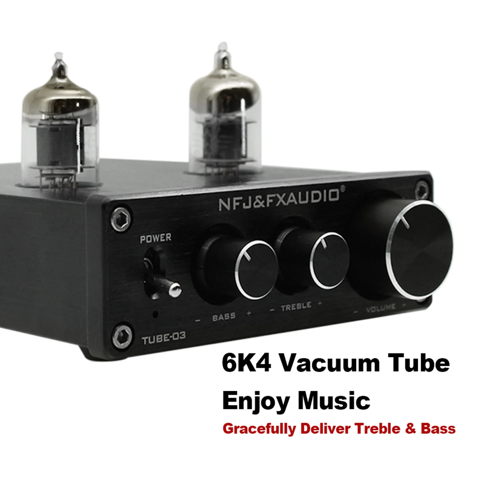 FX-AUDIO TUBE-03 HiFi Audio Preamplifier 6K4 Vacuum Tube Amplifier Buffer Treble Bass Adjustment RCA Preamp for PC Phones DVD 5 channel amp