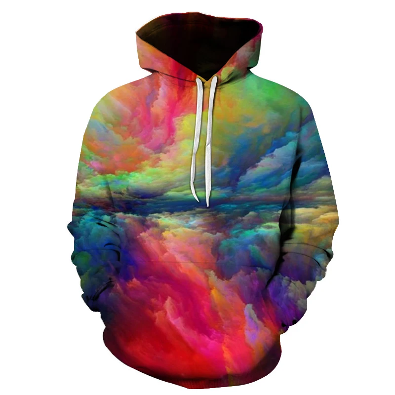 fashion tide brand youth hoodies color painting paint 3D digital printing pullover couple loose hooded baseball uniform 6XL