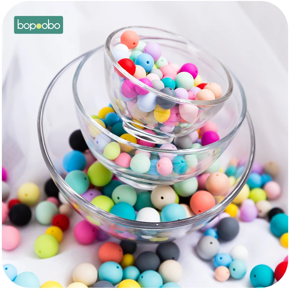 

Bopoobo 1000pc Silicone Beads 12mm BPA Free Silicone Baby Teething Products Chewable Bracelet Pendant Making Beads Baby Teethers