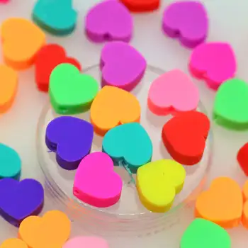

100PCS Mixed Color 10x8mm Heart Shape Polymer Clay Crafting Beads-Polymer Clay Children Bracelet/Necklace Beading Materials