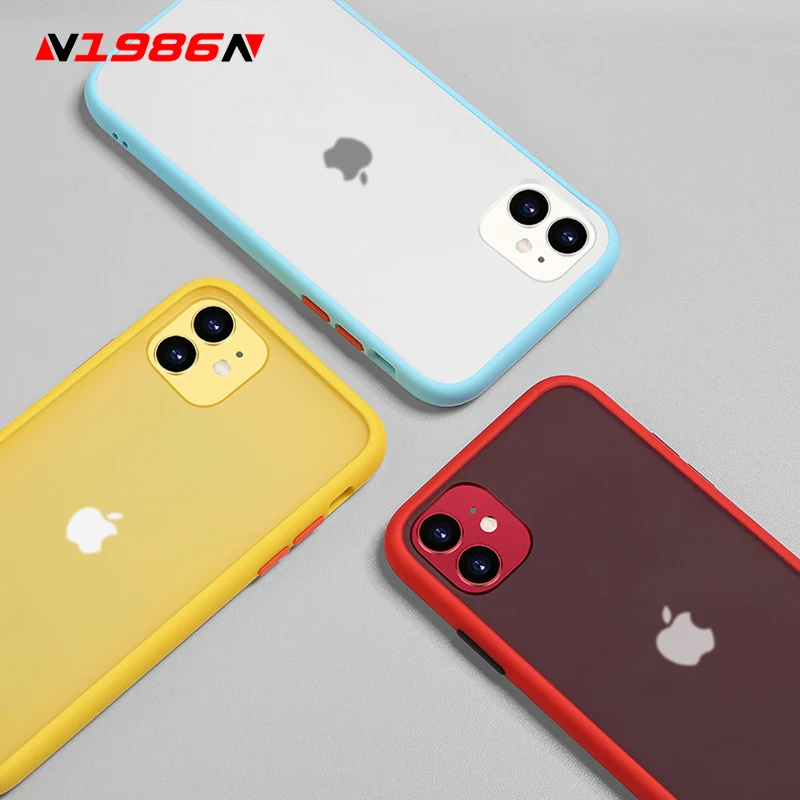 

N1986N For iPhone 11 Pro X XR XS Max 7 8 Plus Phone Case Luxury Contrast Color Frame Matte Hard PC Shockproof For iPhone 11 Case