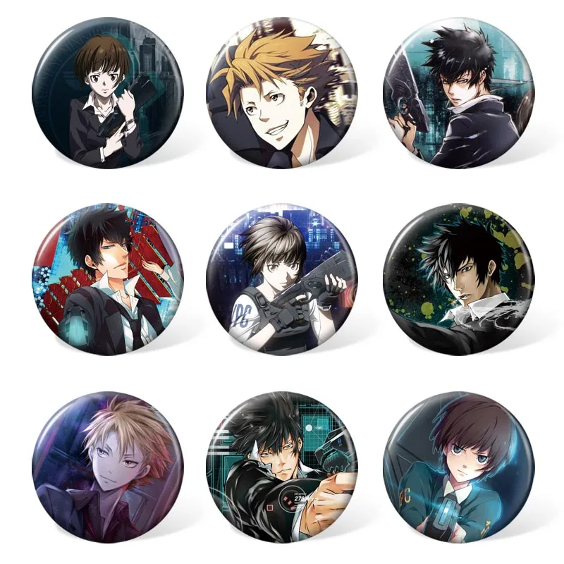 

(9pcs/set ) Plastic Badge Costume Brooch of Anime Psycho-Pass Kogami Shinya for Backpack or Bag Accessories