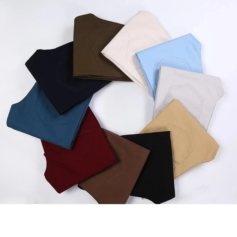 Spring Autumn Casual Pants Men Cotton Slim Fit Chinos Fashion Trousers 8 Colour Male Brand Clothing Plus Size 28-38